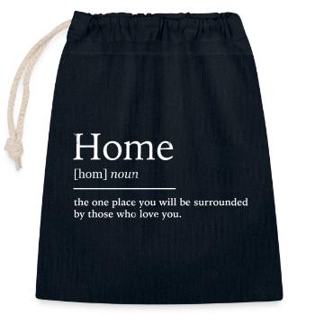 Home at home - Closable cotton gift bag (25x30cm) - navy - Front