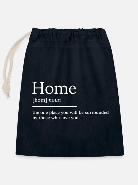 Home zuhause - Verschließbarer Geschenkbeutel aus Baumwolle (25x30cm) - Navy