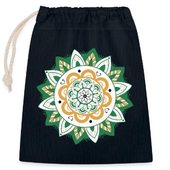 oriental pattern morocco green orange - Closable cotton gift bag (25x30cm) - navy - Front
