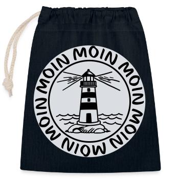 Moin Moin Lighthouse – Maritime Coastal Design - Closable cotton gift bag (25x30cm) - navy - Front