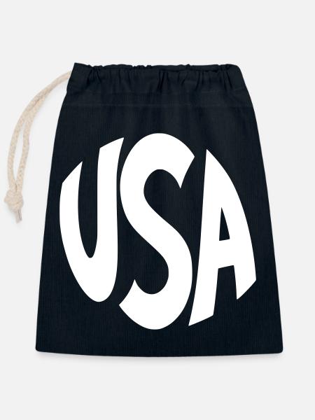 USA Großbuchstaben-Logo - Verschließbarer Geschenkbeutel aus Baumwolle (25x30cm) - Navy