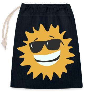 Sunburst lächelt mit Sonnenbrille - Verschließbarer Geschenkbeutel aus Baumwolle (25x30cm) - Navy - Vorne