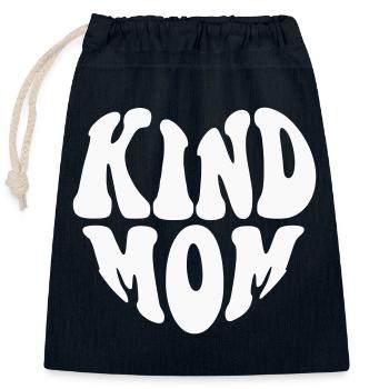 Logo Kind Mom Heart - Couleur personnalisable - Sac cadeau en coton avec cordon (25 x 30 cm) - bleu marine - Devant