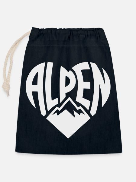 Alpen HerzTypo  - Verschließbarer Geschenkbeutel aus Baumwolle (25x30cm) - Navy