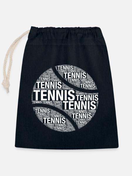 Tennisball-Wortdesign – Weiß - Verschließbarer Geschenkbeutel aus Baumwolle (25x30cm) - Navy