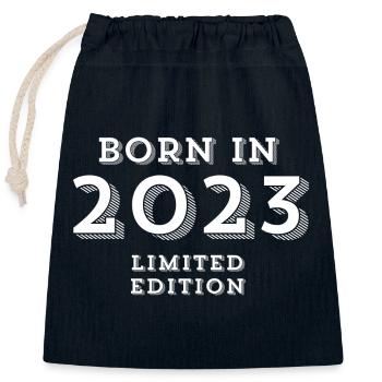 2023, Geburtsjahr, 1 Jahr - Verschließbarer Geschenkbeutel aus Baumwolle (25x30cm) - Navy - Vorne