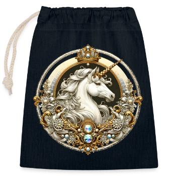 majestätisches Einhorn kunstvoll verziert - Verschließbarer Geschenkbeutel aus Baumwolle (25x30cm) - Navy - Vorne