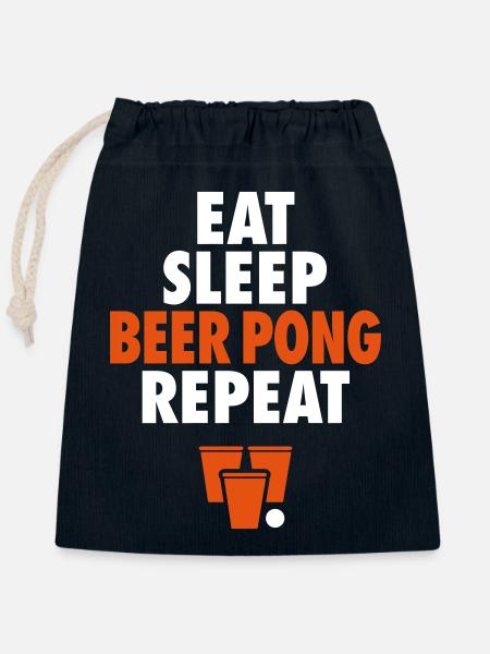 Bier Pong Repeat - Verschließbarer Geschenkbeutel aus Baumwolle (25x30cm) - Navy