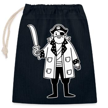Pirat - Verschließbarer Geschenkbeutel aus Baumwolle (25x30cm) - Navy - Vorne
