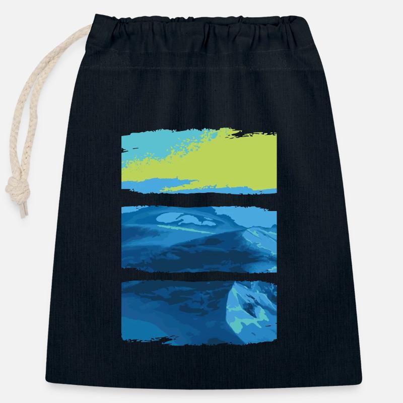 Blaugrüne Landschaft Meer - Verschließbarer Geschenkbeutel aus Baumwolle (25x30cm) - Navy