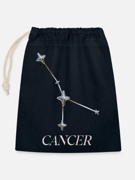Cancer Sternbild – Silber Minimal-Konstellation - Verschließbarer Geschenkbeutel aus Baumwolle (25x30cm) - Navy
