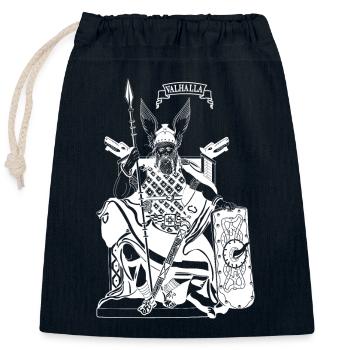 Odin sur le trône blanc - Sac cadeau en coton avec cordon (25 x 30 cm) - bleu marine - Devant