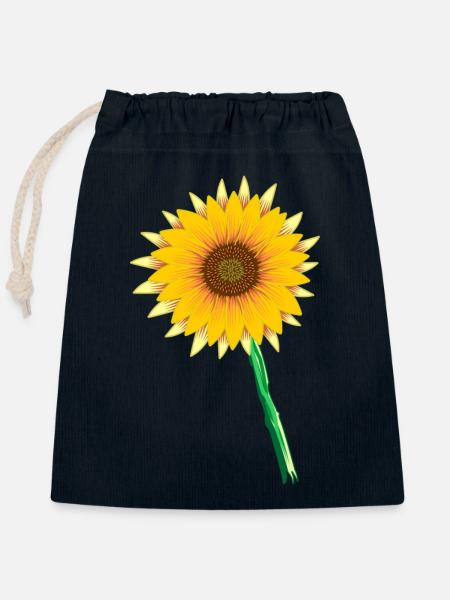 Sonnenblume - Verschließbarer Geschenkbeutel aus Baumwolle (25x30cm) - Navy