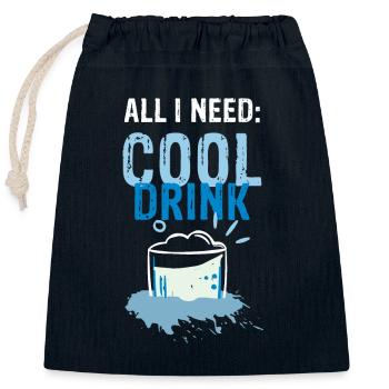 ALL I NEED is cool drink | Hitze - Verschließbarer Geschenkbeutel aus Baumwolle (25x30cm) - Navy - Vorne