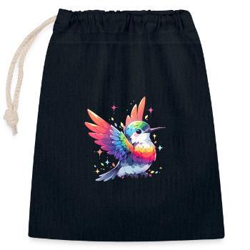 Chemise volante colorée à paillettes volantes - Sac cadeau en coton avec cordon (25 x 30 cm) - bleu marine - Devant