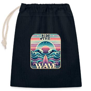 Surfer sur la vague - Sac cadeau en coton avec cordon (25 x 30 cm) - bleu marine - Devant