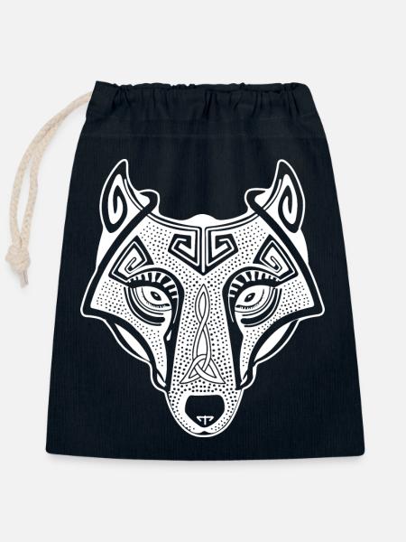 Viking Wolf weiß transparent - Verschließbarer Geschenkbeutel aus Baumwolle (25x30cm) - Navy