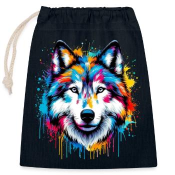 Loup - Sac cadeau en coton avec cordon (25 x 30 cm) - bleu marine - Devant