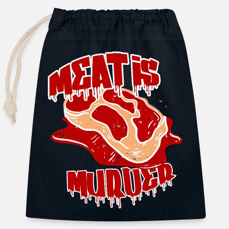 Fleisch ist Mord – Vegan Statement - Verschließbarer Geschenkbeutel aus Baumwolle (25x30cm) - Navy