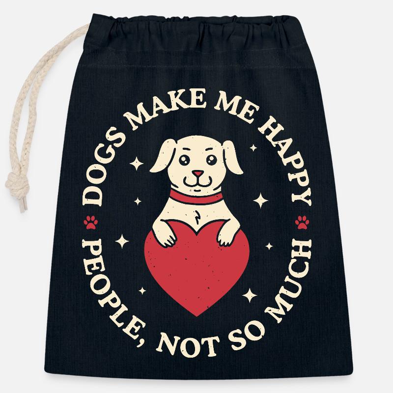 Hunde machen mich glücklich - Verschließbarer Geschenkbeutel aus Baumwolle (25x30cm) - Navy