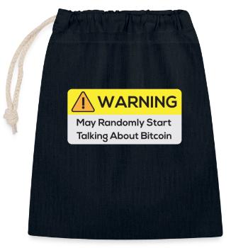 Warning : May Randomly Start Talking About Bitcoin - Sac cadeau en coton avec cordon (25 x 30 cm) - bleu marine - Devant