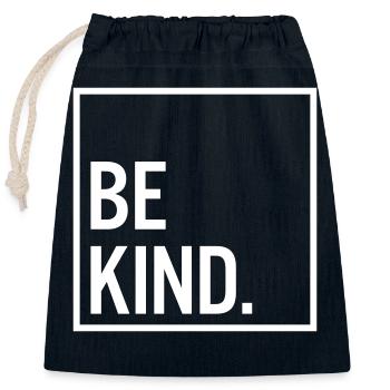 Be kind. - Closable cotton gift bag (25x30cm) - navy - Front