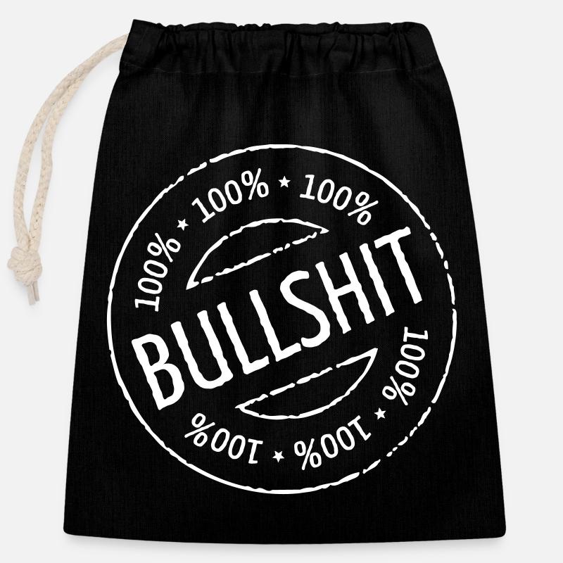 Timbre 100% Bullshit (Stempel / Blanc) - Sac cadeau en coton avec cordon (25 x 30 cm) - noir