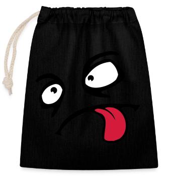 Funny Comic Face Cool Tongue Stick Out - Closable cotton gift bag (25x30cm) - black - Front