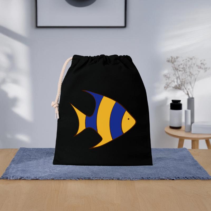 fish Closable cotton gift bag (25x30cm)