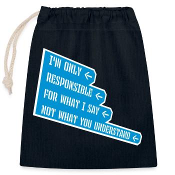 ce que je dis citation - Sac cadeau en coton avec cordon (25 x 30 cm) - bleu marine - Devant