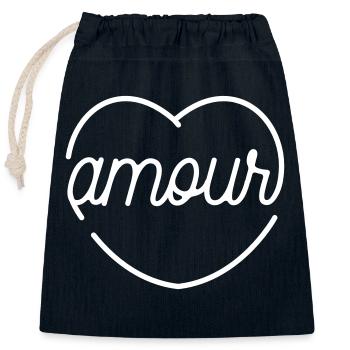 Love in heart - Closable cotton gift bag (25x30cm) - navy - Front
