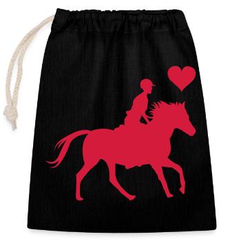 chevaucher - Sac cadeau en coton avec cordon (25 x 30 cm) - noir - Devant