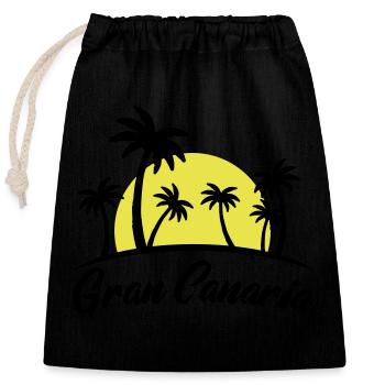 Gran Canaria - Closable cotton gift bag (25x30cm) - black - Front
