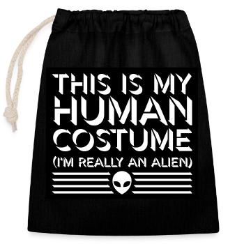 Citation extraterrestre de costume humain - Sac cadeau en coton avec cordon (25 x 30 cm) - noir - Devant
