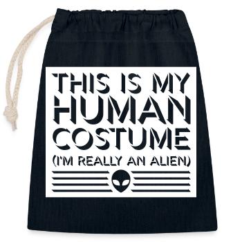 Citation extraterrestre de costume humain - Sac cadeau en coton avec cordon (25 x 30 cm) - bleu marine - Devant