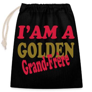GOLDEN Grand Frère - Sac cadeau en coton avec cordon (25 x 30 cm) - noir - Devant