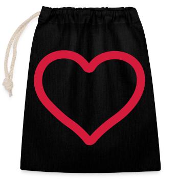 love red heart - Closable cotton gift bag (25x30cm) - black - Front