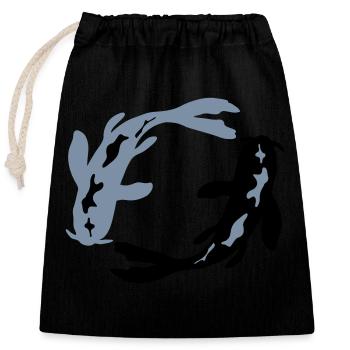 Nishikigoi County Koi Design - Closable cotton gift bag (25x30cm) - black - Front