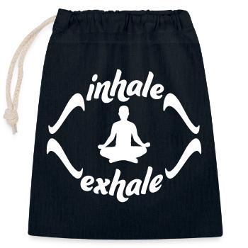 Inspirez expirez Yoga citation - Sac cadeau en coton avec cordon (25 x 30 cm) - bleu marine - Devant