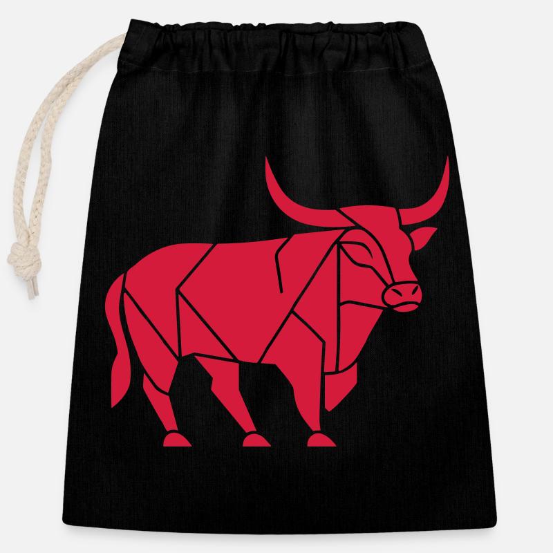 Taureau courageux - Sac cadeau en coton avec cordon (25 x 30 cm) - noir