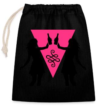 Silhouette de fille de fête célébrant la consommation d’alcool - Sac cadeau en coton avec cordon (25 x 30 cm) - noir - Devant