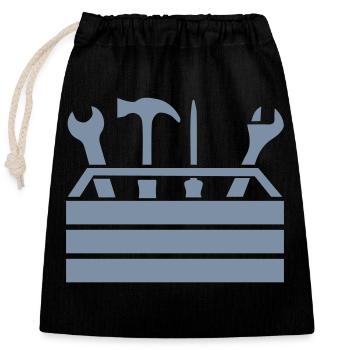 Tool Workshop Tool Box 1 - Closable cotton gift bag (25x30cm) - black - Front