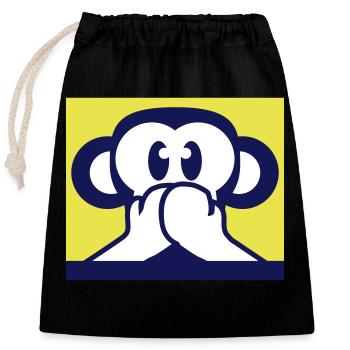 3 Wise Monkeys Speak Nothing Talk Keeps Mouth Shut - Closable cotton gift bag (25x30cm) - black - Front
