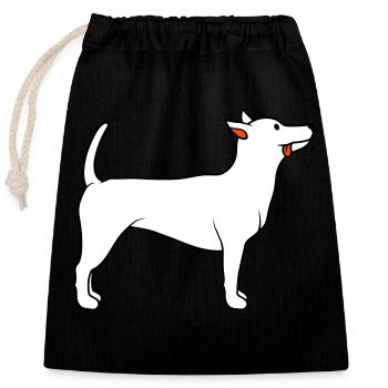Dear dog sticks out his tongue happily - Closable cotton gift bag (25x30cm) - black - Front