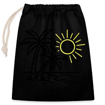 Island Palm Trees Beach - Closable cotton gift bag (25x30cm) - black - Front