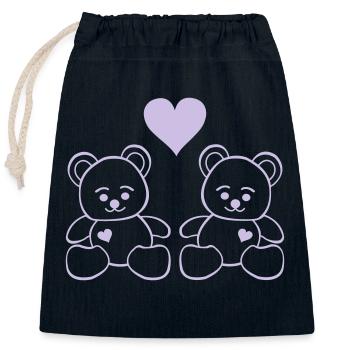 teddy love - Verschließbarer Geschenkbeutel aus Baumwolle (25x30cm) - Navy - Vorne