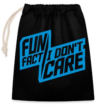 I don't care fact - Closable cotton gift bag (25x30cm) - black - Front