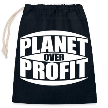 planet over profit quote - Closable cotton gift bag (25x30cm) - navy - Front