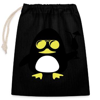 Canard de plage - Sac cadeau en coton avec cordon (25 x 30 cm) - noir - Devant