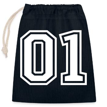 01 One Number - Closable cotton gift bag (25x30cm) - navy - Front